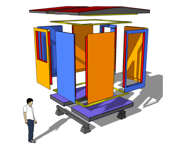 Diagram of tiny prefab shelter building plans